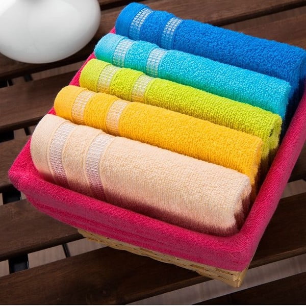 Zestaw 5 ręczników Fuchsia Basket, 30x50 cm