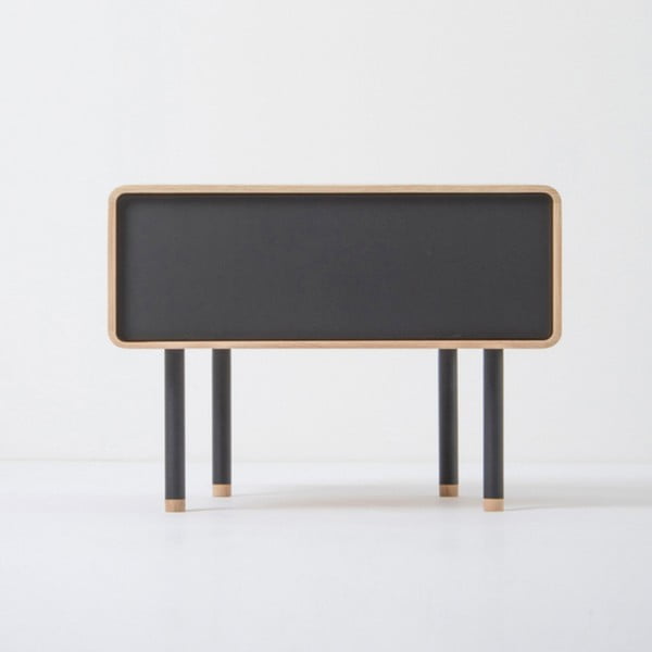 Dębowa szafka nocna z czarną szufladą Gazzda Fina-image-3