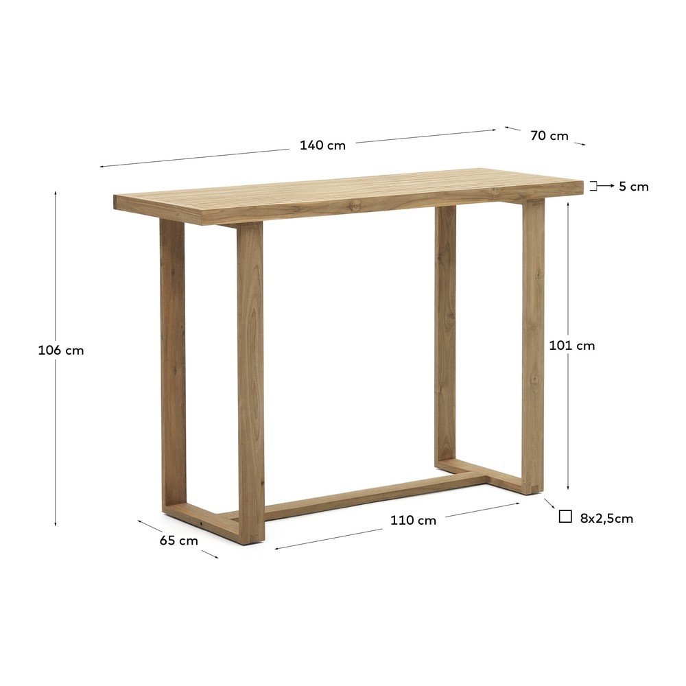 Ogrodowy stolik barowy z litego drewna tekowego 140x70 cm Canadell – Kave Home (zdjęcie 6)