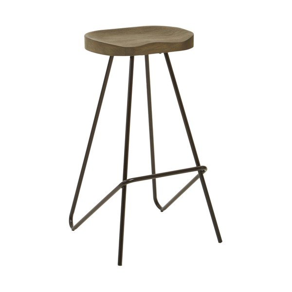 Czarny/w naturalnym kolorze hoker z litego drewna wiązu (wysokość siedziska 78 cm) District – Premier Housewares