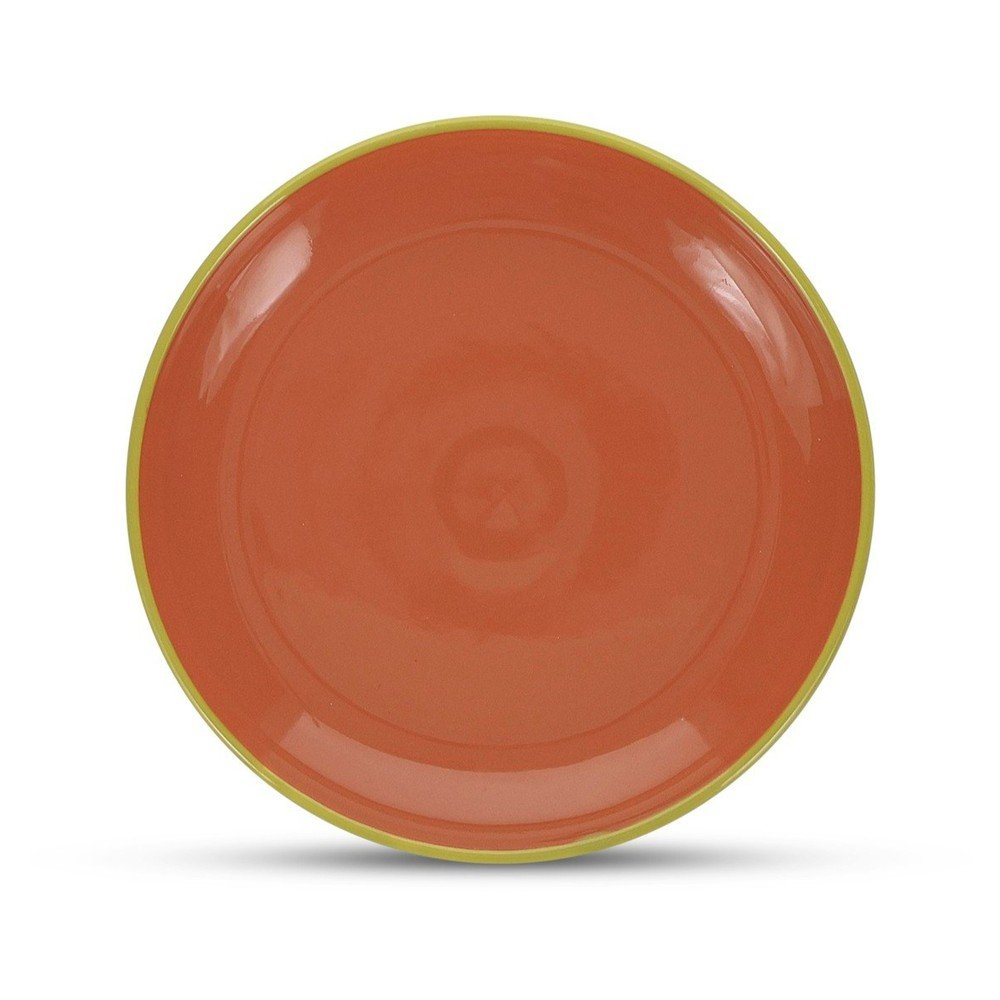 Zielony/pomarańczowy kamionkowy talerz deserowy ø 18 cm Duo – ONA