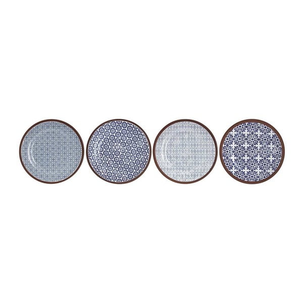 Zestaw 4 talerzy terakotowych z niebieskimi wzorami Ladelle Tapas, ⌀ 17,5 cm