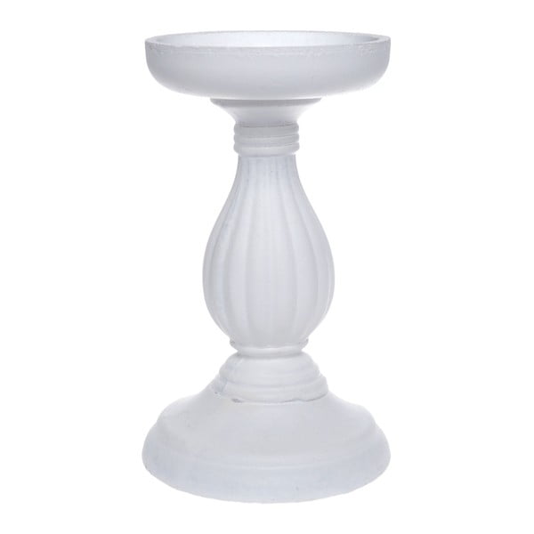 Biały świecznik drewniany Ewax Rusto, wys.18 cm