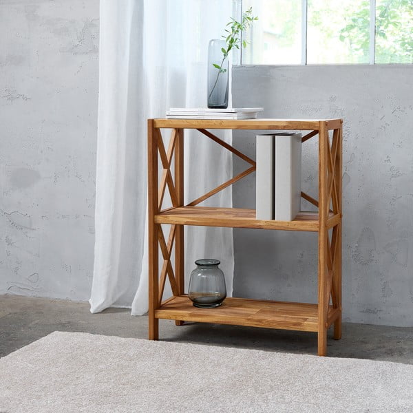 Regał z litego drewna dębowego w naturalnym kolorze 70x87 cm X-Shelf – Unique Furniture-image-1