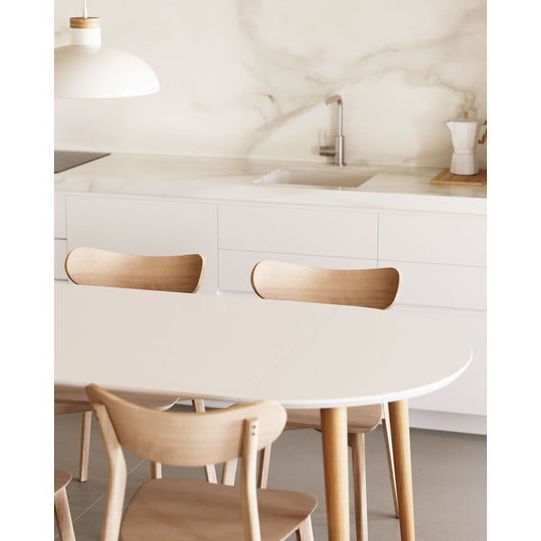 Biały okrągły rozkładany stół z białym blatem ø 90 cm Oqui – Kave Home-image-3