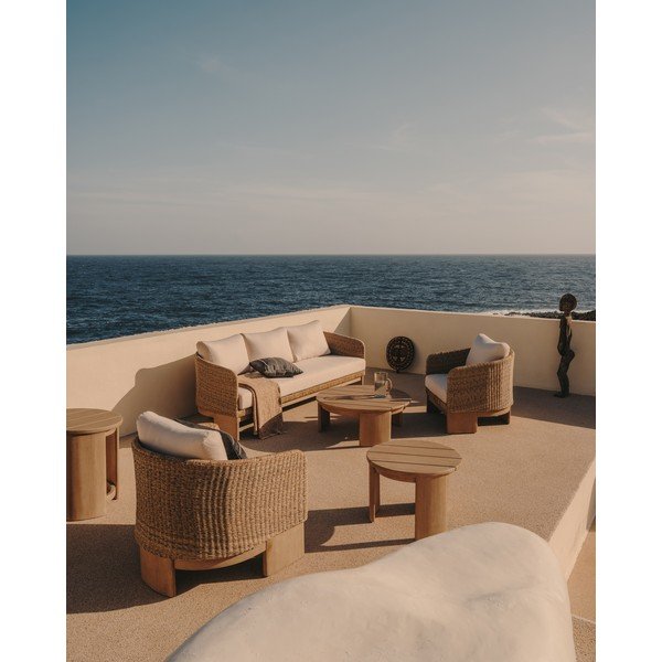 Beżowo-naturalny sofa ogrodowa z imitacji rattanu Xoriguer – Kave Home-image-4