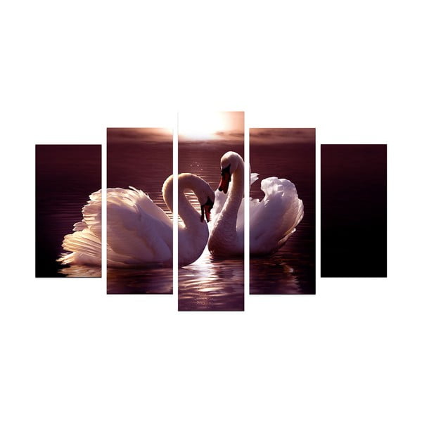 Obraz wieloczęściowy Swans, 110x60 cm