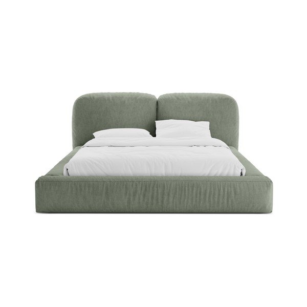 Zielone tapicerowane łóżko dwuosobowe ze schowkiem i stelażem 200x200 cm Martina – Micadoni -image-4
