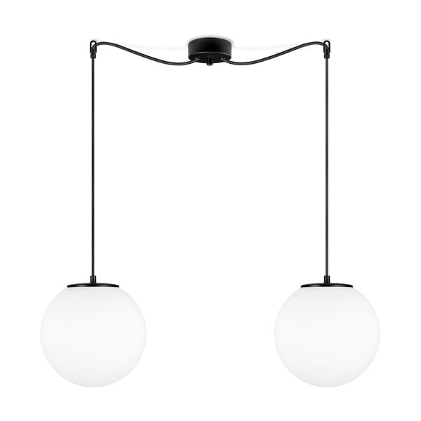 Biała lampa wisząca z 2 abażurami i oprawką w czarnym kolorze Sotto Luce TSUKI M