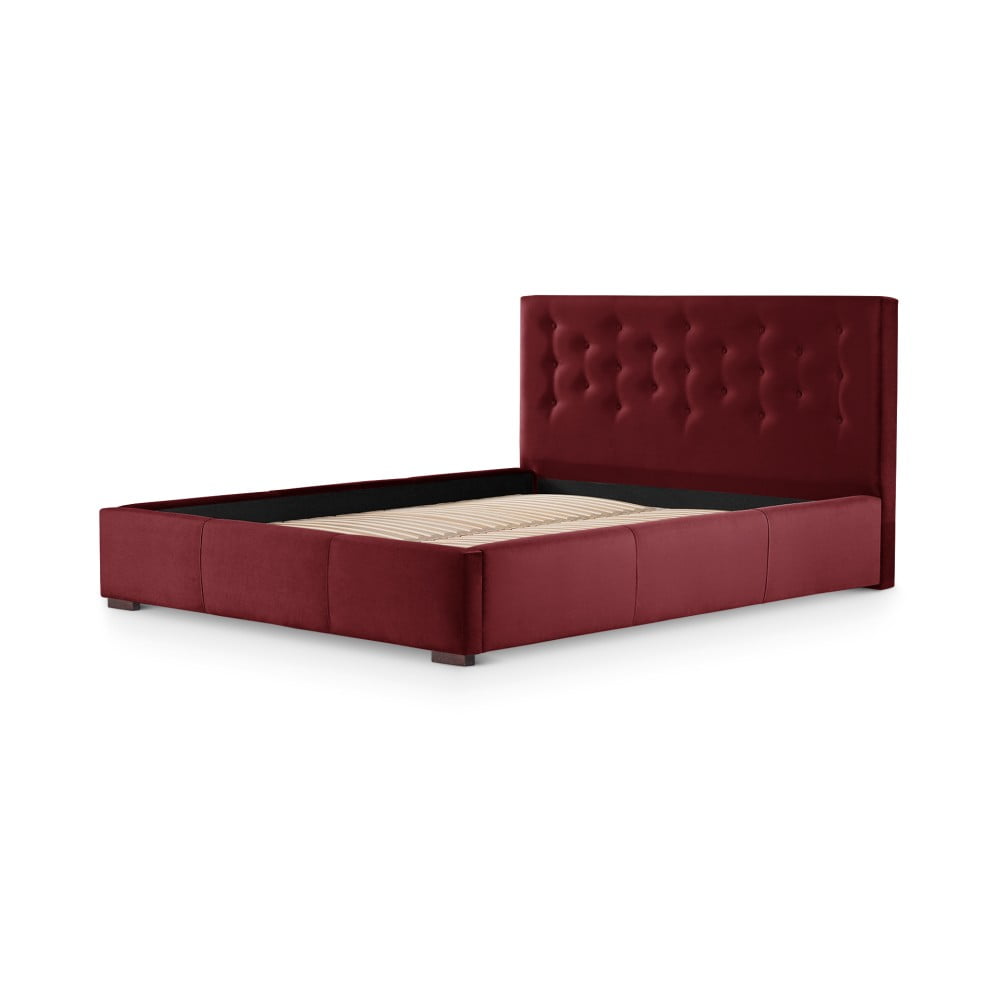 Czerwone łóżko ze schowkiem Ted Lapidus Maison BASALTE, 180x200 cm