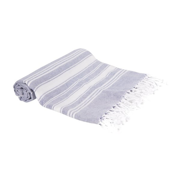 Granatowy ręcznik kąpielowy tkany ręcznie Ivy's Ozge, 100x180 cm