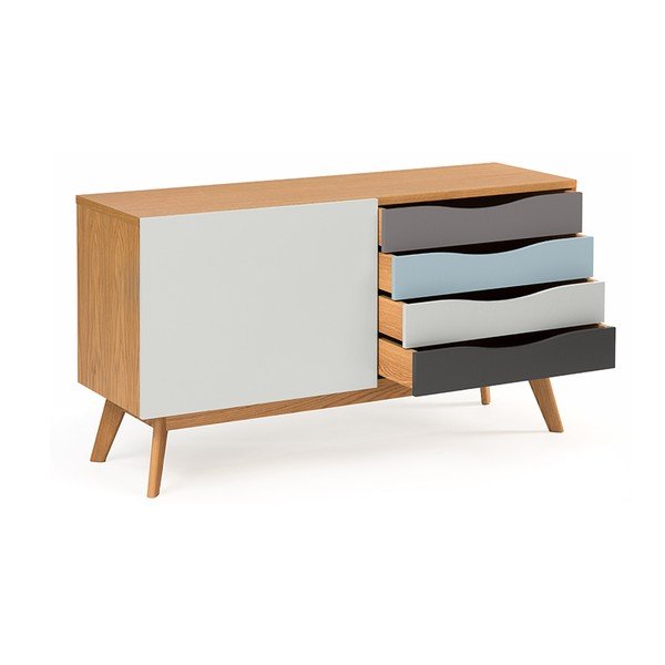 Komoda z niebieskimi i szarymi szufladami Woodman Avon-image-4