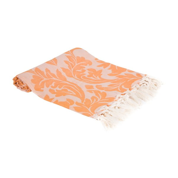 Pomarańczowy ręcznik kąpielowy tkany ręcznie Ivy's Nesrin, 100x180 cm