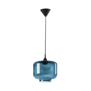 Czarna lampa wisząca z niebieskim szklanym kloszem Tierra Bella Ambar, ø 25 cm