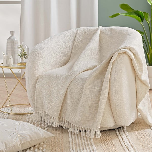 Kremowy koc z mieszanki bawełny 125x150 cm Ziggy – douceur d'intérieur-image-2