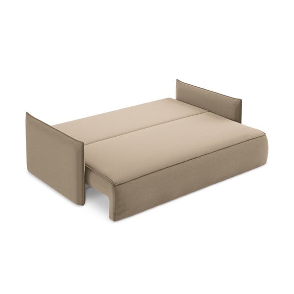 Jasnobrązowa aksamitna rozkładana/ze schowkiem sofa 225 cm Hula – Makamii-image-4