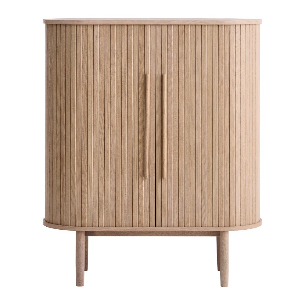 Szafka w dekorze dębu z drzwiami przesuwnymi w jasnym naturalnym kolorze 100x118x40 cm Meta – Unique Furniture (zdjęcie 4)