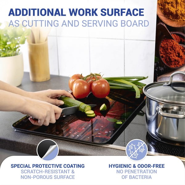 Zestaw 2 szklanych płyt ochronnych na kuchenkę Wenko Spice, 52x30 cm-image-4