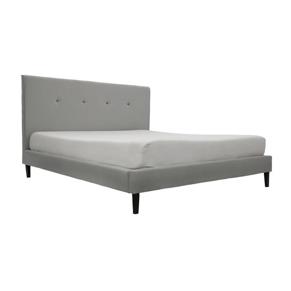 Szare łóżko z ciemnoszarymi guzikami i czarnymi nogami Vivonita Kent, 160x200 cm