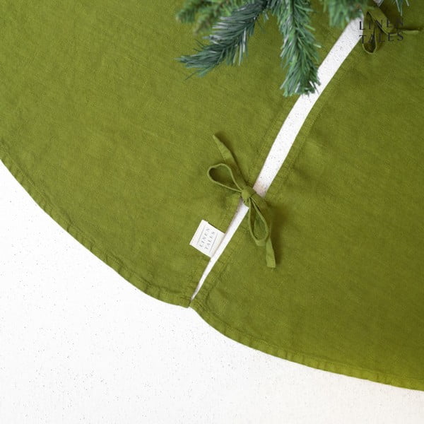 Zielony okrągły dywan pod choinkę ø 125 cm – Linen Tales-image-1