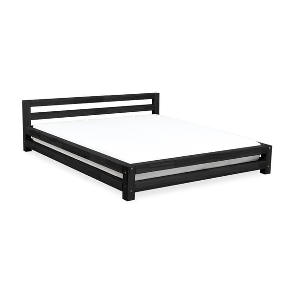 Czarne łóżko 2-osobowe z drewna świerkowego Benlemi Double, 160x200 cm