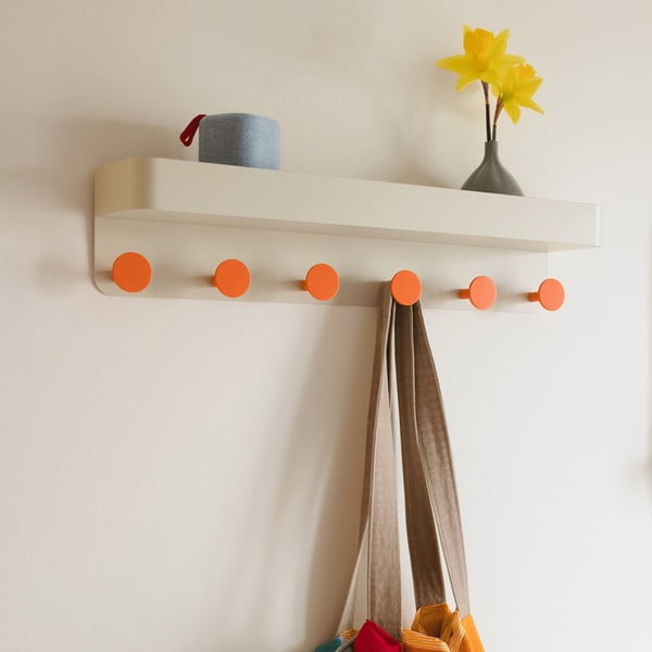 Beżowy metalowy wieszak ścienny z półką – Remember-image-1