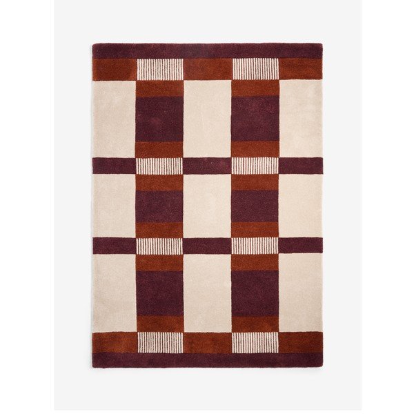 Bordowy/kremowy dywan z włókien z recyklingu tkany ręcznie 120x170 cm Franka – MADE