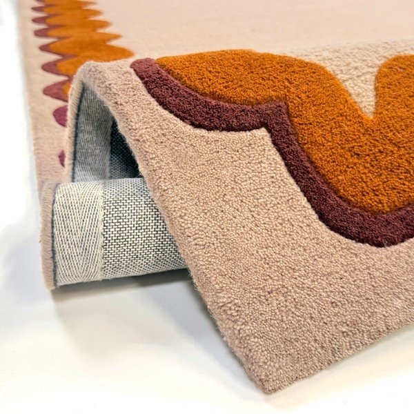 Pomarańczowy/w naturalnym kolorze wełniany dywan tkany ręcznie 140x200 cm Wiggle Wool – Flair Rugs-image-4