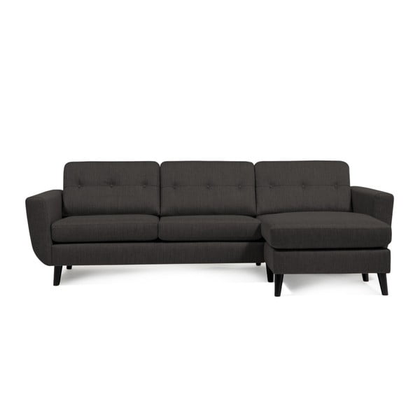 Antracytowa sofa z szezlongiem po prawej stronie Vivonita Harlem