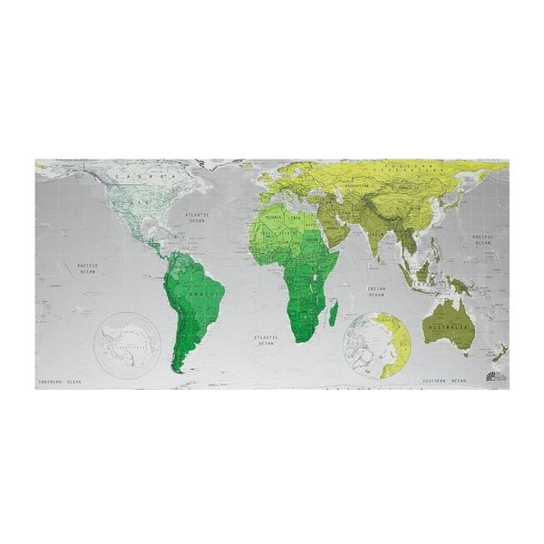 Zielona mapa świata w przezroczystym etui The Future Mapping Company Future Map, 101x58 cm