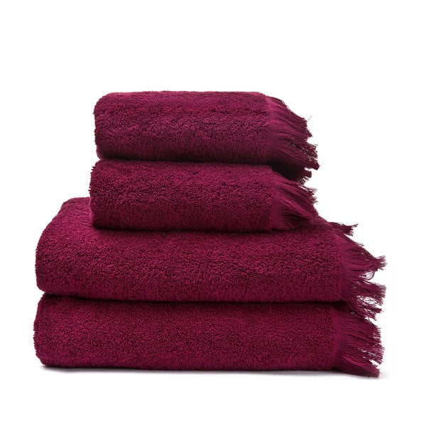 Zestaw 2 bordowych ręczników i 2 ręczników kąpielowych Casa Di Bassi Bath