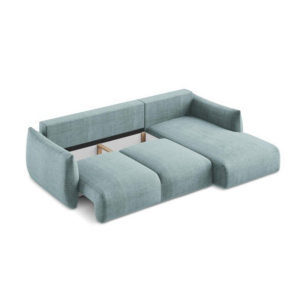 Niebieski rozkładany narożnik (prawostronny/z szezlongiem) Leila – Makamii-image-4