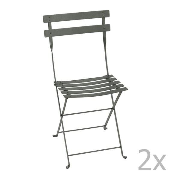 Zestaw 2 szarych krzeseł składanych Fermob Bistro