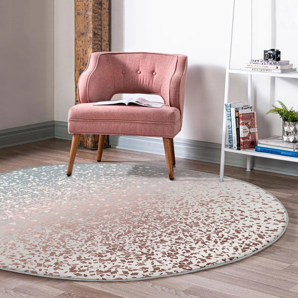 Szaro-miedziany okrągły dywan odpowiedni do prania i robotów sprzątających ø 100 cm Comfort – Mila Home-image-3