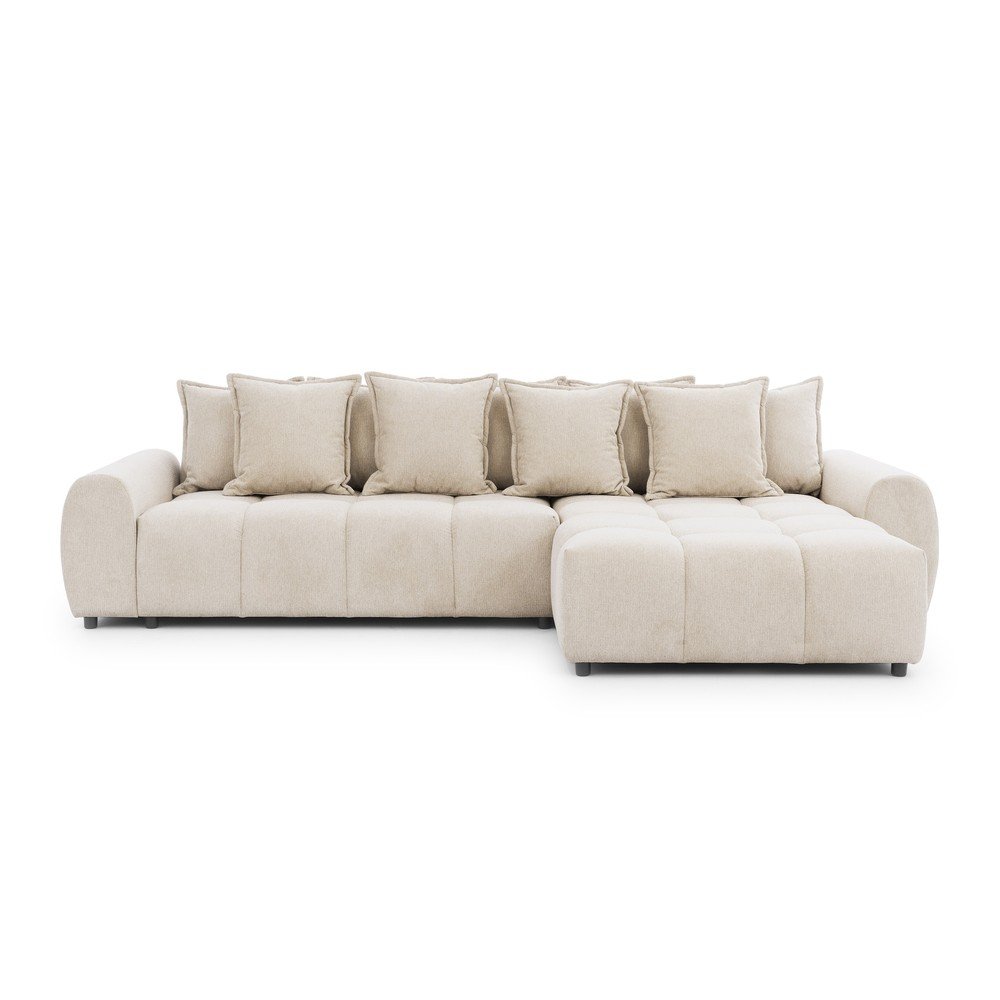 Beżowy narożnik (prawostronny/z szezlongiem) Albane  – Ropez