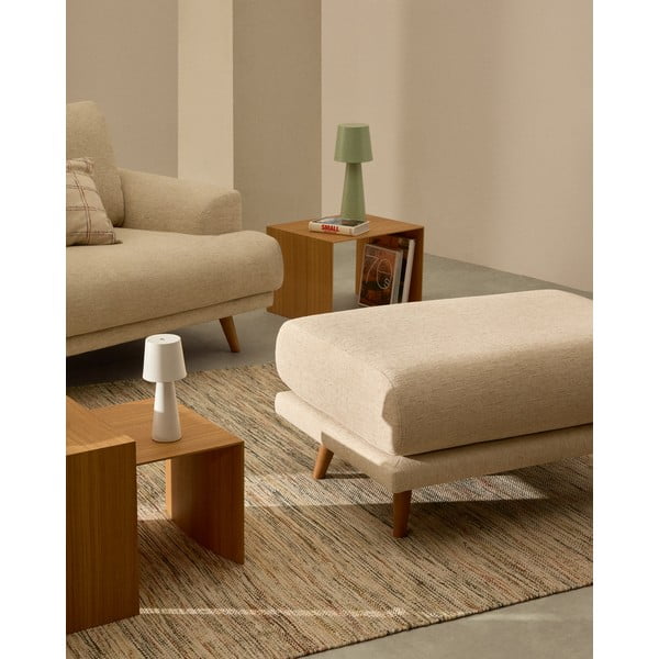 Beżowy podnóżek z tkaniny szenilowej Karin – Kave Home-image-1