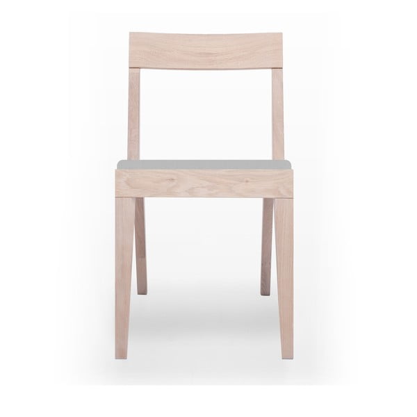 Naturalne krzesło tapicerowane z drewna dębowego Another Brand Cubo Light Grey