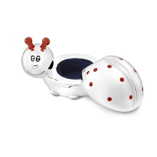 Metalowa szkatułka na pierwszy mleczny ząbek w kolorze srebra z połyskiem 7x5x5 cm Ladybird – Zilverstad