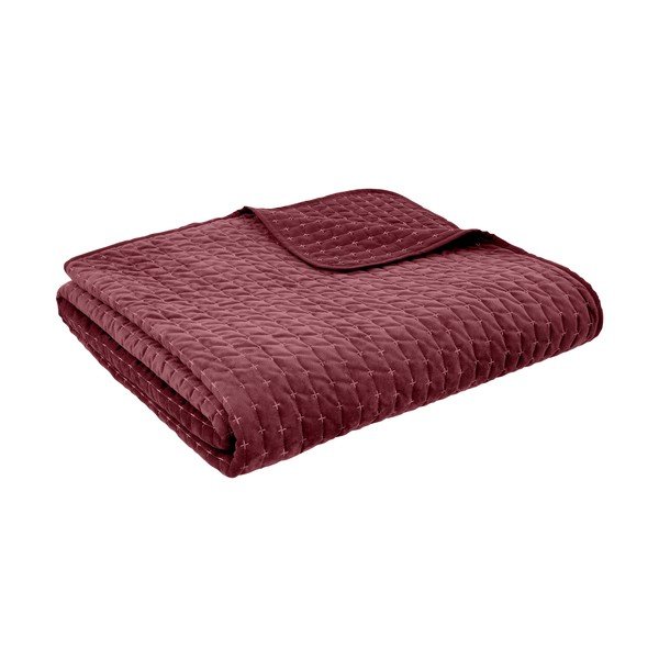 Bordowa aksamitna narzuta pikowana 240x260 cm Attica Velvet – Bianca