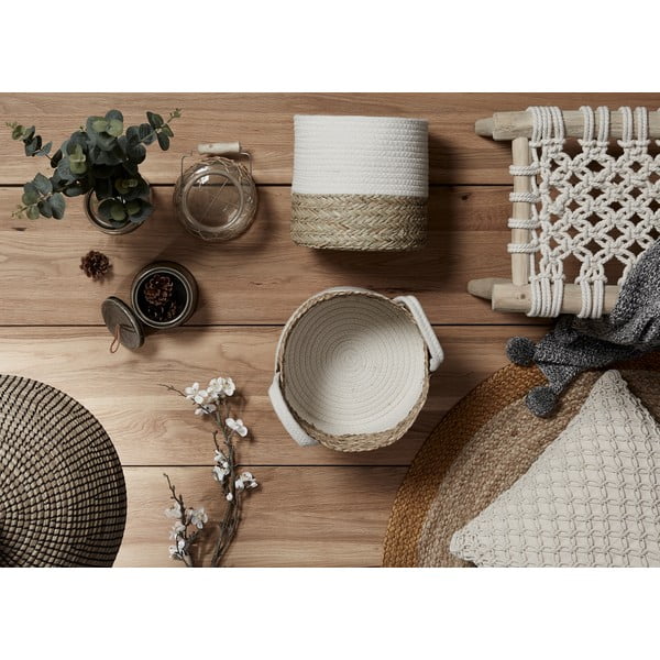 Stołek z drewna tekowego z siedziskiem z liny bawełnianej Kave Home Eclipse-image-3