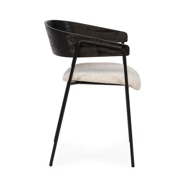 Czarne/beżowe tapicerowane fotele jadalniane zestaw z podłokietnikami 2 szt. Cora – MOME-image-3