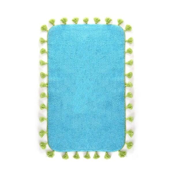 Niebieski bawełniany dywanik łazienkowy Greg, 60x90 cm