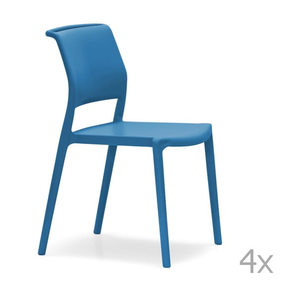 Zestaw 4 niebieskich krzeseł Pedrali Ara