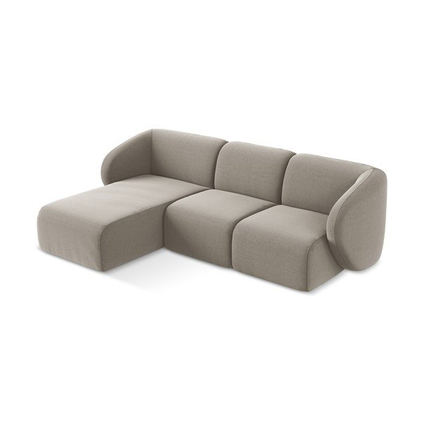 Jasnobrązowy aksamitny narożnik (lewostronny/z szezlongiem) Lani – Makamii-image-2