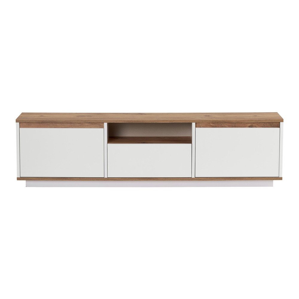 Biała/w naturalnym kolorze szafka pod TV w dekorze sosny 160x42x30 cm Sentinel – Kalune Design (zdjęcie 4)