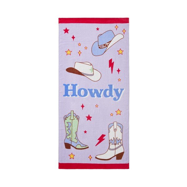 Fioletowy bawełniany ręcznik plażowy frotte 76x160 cm Howdy Cowgirl – Sassy B