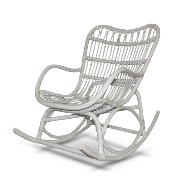 Biały Fotel rattanowy na biegunach Interiörhuset Rocking Chair