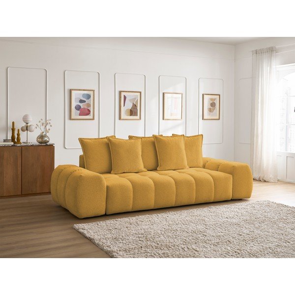 Musztardowa sofa z tkaniny szenilowej 278 cm Everest – Bobochic Paris-image-1