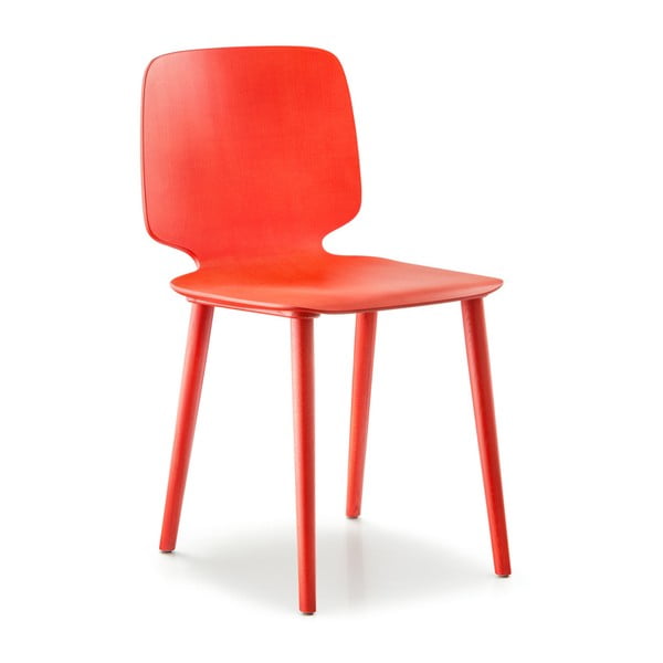 Czerwone krzesło drewniane Pedrali Babila