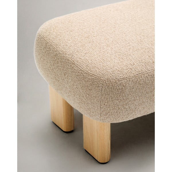 Beżowy podnóżek z tkaniny szenilowej Nema – Kave Home-image-4